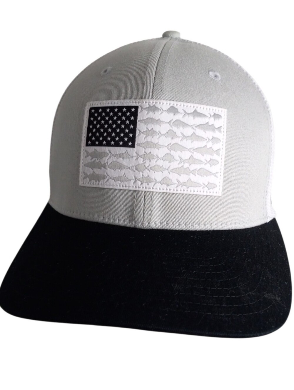 Columbia PFG Two-Tone White and Black Mesh Outer Fabric